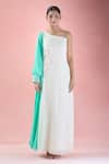Shop_Samyukta Singhania_White Crepe Hand Embroidered Mirror Asymmetric Ombre Dress _Online_at_Aza_Fashions