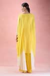 Shop_Samyukta Singhania_Yellow Crepe Hand Embroidered Sequin V Neck Geometric Tunic With Palazzo _at_Aza_Fashions