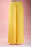 Buy_Samyukta Singhania_Yellow Crepe Hand Embroidered Sequin V Neck Geometric Tunic With Palazzo _Online_at_Aza_Fashions