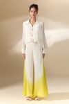 Buy_Samyukta Singhania_White Crepe Tassel Collared Detailed Shirt With Pant 