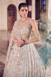 Buy_Swish By Dolcy And Simran_Blue Net Embroidered Mirror Sweetheart Chandni Lehenga Set _Online_at_Aza_Fashions