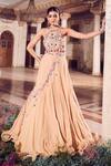 Buy_Swish By Dolcy And Simran_Peach Crepe Embroidered Mirror Nafisa Tassel Embellished Lehenga With Blouse _at_Aza_Fashions