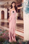 Shop_Swish By Dolcy And Simran_Rose Gold Crepe Embroidered Mirror Sweetheart Nayantara Draped Gown _Online_at_Aza_Fashions