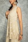 Shop_Tanu Malhotra_Ivory Kurta And Dupatta Net Embroidery Sequins Floral Peplum & Sharara Set _Online_at_Aza_Fashions