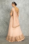 Buy_Tanu Malhotra_Peach Blouse Net Embroidery Sequins Off Shoulder Floral Lehenga Set 