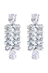 Shop_ORNAMAAS_White Cubic Zirconia Petal Embellished Danglers _at_Aza_Fashions