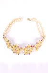 Shop_ORNAMAAS_Multi Color Cubic Zirconia Quad Blossom Embellished Choker _Online_at_Aza_Fashions