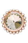 Shop_ORNAMAAS_Rose Gold Cubic Zirconia Flora Bloom Embellished Ring _at_Aza_Fashions