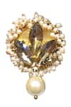 Shop_ORNAMAAS_Ivory Cubic Zirconia Bullian Bloom Pearl Embellished Ring _at_Aza_Fashions