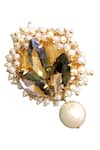 ORNAMAAS_Ivory Cubic Zirconia Bullian Bloom Pearl Embellished Ring _Online_at_Aza_Fashions