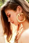 ORNAMAAS_Gold Plated Cubic Zirconia Embellished Donut Hoops _Online_at_Aza_Fashions