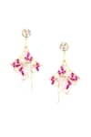 Shop_ORNAMAAS_Gold Plated Cubic Zirconia Ivy Bloom Embellished Earrings _at_Aza_Fashions