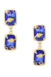 Shop_ORNAMAAS_Gold Plated Cubic Zirconia Quad Vine Embellished Danglers _at_Aza_Fashions