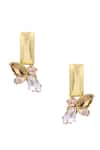 Shop_ORNAMAAS_Gold Plated Cubic Zirconia Petal Glory Embellished Studs _at_Aza_Fashions