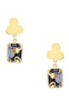 Shop_ORNAMAAS_Gold Plated Cubic Zirconia Quad Clover Bloom Embellished Earrings _at_Aza_Fashions