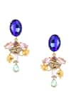 Shop_ORNAMAAS_Gold Plated Cubic Zirconia Dainty Stellar Embellished Drop Earrings _at_Aza_Fashions