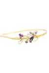 ORNAMAAS_Peach Cubic Zirconia Inflorescence Flower Vine Headband _Online_at_Aza_Fashions