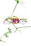 Shop_ORNAMAAS_Silver Plated Cubic Zirconia Inflorescence Flower Vine Cocktail Ring _at_Aza_Fashions