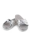 Buy_Sole Fry_Silver Glide Plain Leather Footbed Flats _at_Aza_Fashions