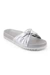 Shop_Sole Fry_Silver Glide Plain Leather Footbed Flats _at_Aza_Fashions