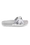 Buy_Sole Fry_Silver Glide Plain Leather Footbed Flats _Online_at_Aza_Fashions