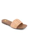 Shop_Sole Fry_Peach Morning Dew Gathered Solid Strap Flats _at_Aza_Fashions