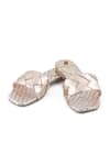 Buy_Sole Fry_Gold Twill Woven Intertwined Strap Flats _at_Aza_Fashions