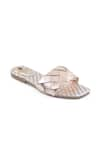 Shop_Sole Fry_Gold Twill Woven Intertwined Strap Flats _Online_at_Aza_Fashions