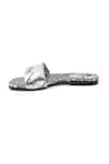 Sole Fry_Silver Twill Woven Intertwined Strap Flats _Online_at_Aza_Fashions