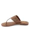 Sole Fry_Brown Nirja Stud Embellished Kolhapuri Flats _Online_at_Aza_Fashions