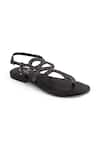 Shop_Sole Fry_Black Serpentine Textured Sandals _at_Aza_Fashions