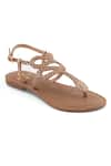 Shop_Sole Fry_Brown Serpentine Textured Buckle Strap Sandals _at_Aza_Fashions