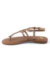 Sole Fry_Brown Serpentine Textured Buckle Strap Sandals _Online_at_Aza_Fashions