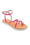 Shop_Sole Fry_Pink Neon Tides Strappy Leather Flats _at_Aza_Fashions