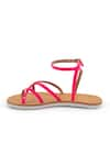 Sole Fry_Pink Neon Tides Strappy Leather Flats _Online_at_Aza_Fashions