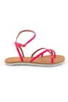 Buy_Sole Fry_Pink Neon Tides Strappy Leather Flats _Online_at_Aza_Fashions