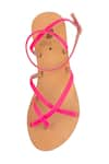 Shop_Sole Fry_Pink Neon Tides Strappy Leather Flats _Online_at_Aza_Fashions