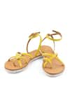 Buy_Sole Fry_Yellow Neon Tides Leather Strappy Flats _at_Aza_Fashions