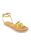 Shop_Sole Fry_Yellow Neon Tides Leather Strappy Flats _at_Aza_Fashions