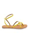 Buy_Sole Fry_Yellow Neon Tides Leather Strappy Flats _Online_at_Aza_Fashions