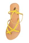 Shop_Sole Fry_Yellow Neon Tides Leather Strappy Flats _Online_at_Aza_Fashions