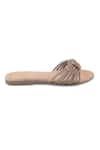 Buy_Sole Fry_Gold Embellished Knotshine Knotted Leather Flats _Online_at_Aza_Fashions