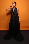 Buy_Richa Khemka_Black Lycra Embroidered Cutdana Plunging Madonna Yoke Maxi Dress With Trail _at_Aza_Fashions