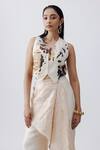 Shop_Richa Khemka_Ivory Silk Embroidered Thread V Neck Minmos Mosaic Waistcoat And Pant Set _at_Aza_Fashions