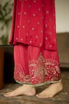 Sarang Kaur_Red Kurta Satin Georgette Hand Embroidery Sequin Keyhole Maitreyi With Pant _at_Aza_Fashions