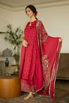 Buy_Sarang Kaur_Red Satin Georgette Hand Embroidery Sequin Maitreyi Dupatta _at_Aza_Fashions