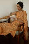 Buy_Sarang Kaur_Orange Kurta Satin Georgette Hand Embroidery Sequin Maitreyi Thread With Pant 