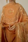 Sarang Kaur_Orange Satin Georgette Hand Embroidery Sequin Maitreyi Thread Dupatta _at_Aza_Fashions