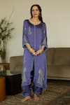 Sarang Kaur_Purple Kurta Satin Georgette Hand Embroidery Sequin Chhaaya With Pant _Online_at_Aza_Fashions