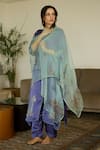 Shop_Sarang Kaur_Blue Organza Silk Hand Embroidery Sequin Chhaaya Dupatta _at_Aza_Fashions